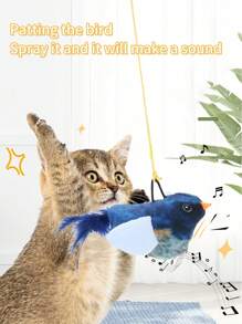 Juguete simulado de pájaro para gatos, seleccionado al azar - Un juguete de pájaro que a los gatos les gusta, un juguete que hace sonidos, un juguete para provocar a los gatos, un juguete para aliviar el aburrimiento de los gatos, se puede pegar al marco de la puerta y los gatos pueden jugar libremente. Adecuado para uso en interiores, adecuado para todos los gatos