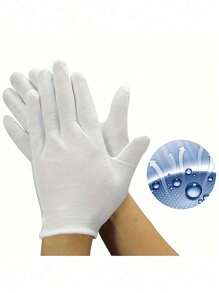 1/2 pares de bálsamos blancos, adecuados para Eczema y Dry Hands - Bálsos de trabajo transpirables con forro - Húmedo para inspección de joyas suaves SPA - E Fit Blás de tela, adecuado para la mayoría de las mujeres