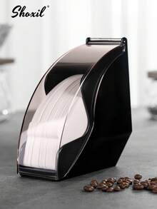 shoxil 1pc Coffee Filter Holder, Coffee Filter Storage With Dustproof Cover, Coffee Filter Paper Dispenser Rack, Coffee Filter Box For Coffee Shop, Home, Office, Capacity Of 200pcs V-Shaped And Cone Coffee Filters