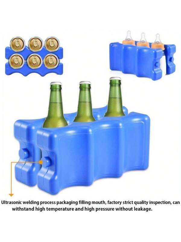 Duurzame PE-koelelementen - herbruikbare, geïsoleerde diepvrieselementen in blauw en zwart, ideaal voor lunchboxen, bier, frisdrank, kampeeraccessoires, strandkoeler, buitenopslag