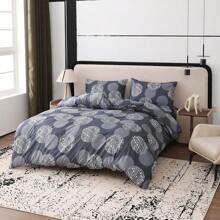 3pcs Bedding Set, Gray & White Circle Pattern Printed Duvet Cover (2*Pillowcases, 1*Duvet Cover, No Filler), Simple & Fashionable, Soft, Comfortable, Breathable, Zipper Closure, Suitable For All Seasons, Ideal For Decorating Bedroom, Guest Room And Dorm