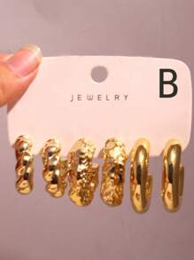 Conjunto de brincos de resina acrílica tipo C exagerados, 6 a 18 peças/conjunto, novo design, europeu e americano, transfronteiriço, banhado a UV, dourado, gota d'água