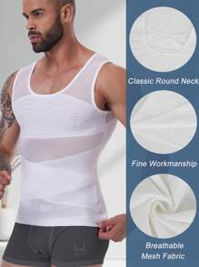 Slimming Mens Tummy Control Shapewear Vest Belly Gynecomastia Boobs Abdomen Compression Shirts Tank Top Underwear Waist Trainer Body Shaper Undershirts Training Sports Gym Workout Fitness