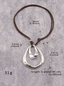 1 pieza Collar moderno de colgante metálico asimétrico y geométrico con cuentas para hombres, cuerda de cera marrón y negra, estilo minimalista hip hop