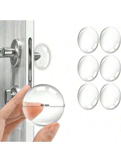 3/6 Miếng bảo vệ tường bằng cao su, tay nắm cửa tự dính, chống va chạm, núm lắp đặt, chống va chạm, trong suốt, mềm, dẻo, bền, không thấm nước, có thể tái sử dụng cho tủ lạnh, nhà để xe, văn phòng, phòng tắm, nhà bếp
