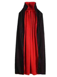 1 pieza/2 capas Capa de vampiro/muerte con capucha en negro y rojo, adecuada para cosplay, LARP, Halloween, atracciones de casas encantadas, actuaciones en escenario