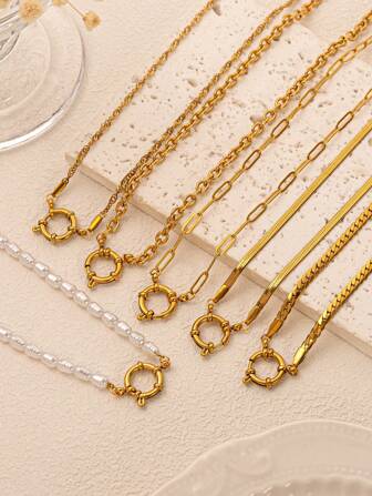 1pc Summer Fashion Stainless Steel Casual DIY Cowboy Fruit Love Sun Pearl Creative Necklace. Plated With 18K Gold, Waterproof And Sweat Resistant, Suitable For Beach Vacations, Holiday Play, Outdoor Activities, And Holiday Outings. Ladies' Jewelry.