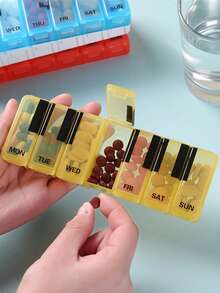 7天便携式药盒，多色旅行药品收纳盒，带隔层，可整理早/午/晚用药，可重复使用，男女通用，口袋大小，可存放维生素、药品和补充剂，居家旅行必备配件，户外办公返校必备，药包，药盒，药瓶，医院包，急救包，药品收纳袋，邮轮必备，假日必备 - 彩色 - 查看 5