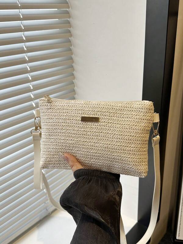 Neue Stroh-Geflecht-Handtasche für Frauen, vielseitige kleine quadratische Umhängetasche, süßes Design, Großhandel & Nische, Frühling/Sommer