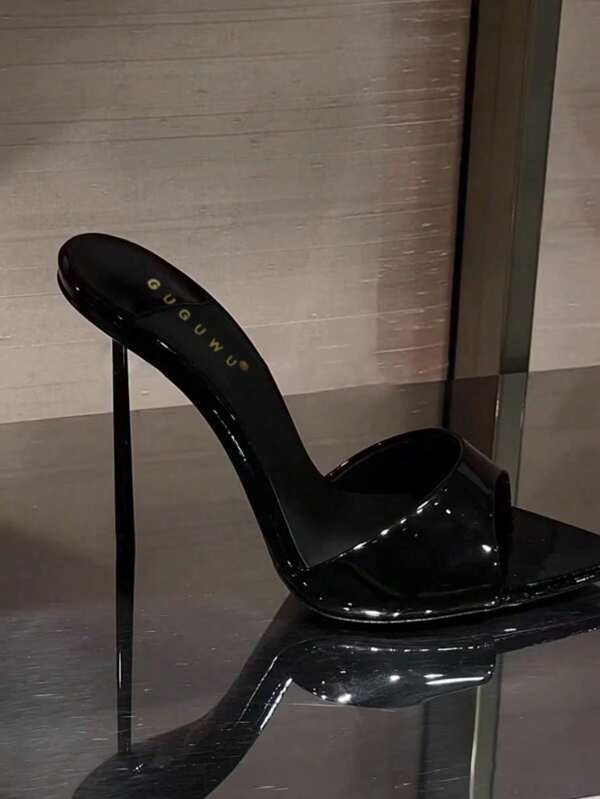 Sandale cu toc înalt de culoare nud pentru femei, sandale elegante de vară cu stiletto, cu vârful deschis, sexy