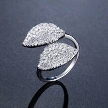 1pc Cubic Zirconia Leaf Rings For Women, Casual Index Finger Accessories For Women, Exaggerated Decor,Elegant Statement Piece For Female, Perfect For Party, Birthday, Anniversary Gift