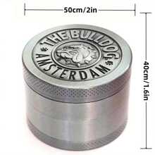 Molinillo de tabaco tipo bulldog de metal de 1.6/2 pulgadas, moledor manual vintage de aleación de zinc con relieve de 4 capas en color plateado, dientes duraderos, trituradora de cigarrillos portátil mini de bronce, accesorios para fumar
