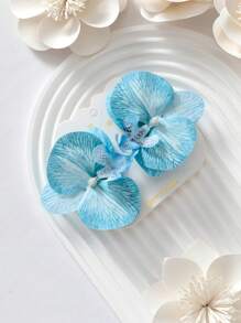 Set de 2 pinzas para el cabello con flores de orquídea y mariposas en 3D, accesorios de cabello encantadores y coloridos para niños