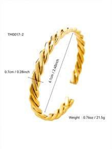 TONSI 1pc Elegant, Charming, Personalized Luxury, Simple, Fashionable, Minimalist, Vintage, High-End Stainless Steel Zirconia 18k Gold Plated Geometric Woven Bracelet, Suitable For Summer, Beach, Holiday, Travel, Work, Daily, Party, Occasion, Women Jewelry