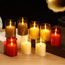 6pcs Set, Flameless Candle Lights With Remote Control & Timer - Premium Gray Electronic Candles, Battery Operated (Batteries Included), Ideal For Romantic Nights, Valentine's Day, Weddings, Eid, Ramadan, Easter - Warm Home Decor, Unbreakable Acrylic Candles, Suitable For Home, Bedroom, Weddings, Proposals, Christmas, Halloween, Company Dinners/Parties
