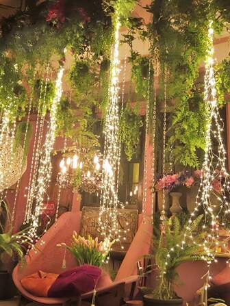 户外仙女灯串，萤火虫灯串，防水铜线电池供电瀑布灯，遥控定时器和挂钩，8 种闪烁模式，花园家居派对婚礼装饰仙女灯
