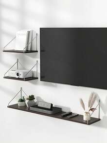 1 pieza Estante de pared con gancho, organizador expositor de librería para sala de estar, oficina - Disponible en varios tamaños - Negro - Ver 6