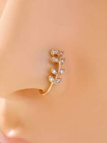 Tkool 1 Pc U-Shaped Micro-Inlaid Zirconia Branch Nose Ring, Fake Nose Ring Piercing Jewelry For Women