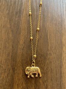 Fashionable Exaggerated Stainless Steel Elephant Pendant Necklace