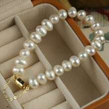 jugalstar 1 Pc Natural Freshwater Baroque Pearl Asymmetrical Magnetic Bracelet For Women