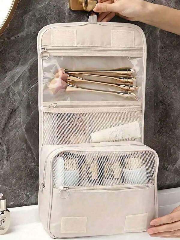 1pc Multi-Functional Travel Toiletry Bag Hanging Makeup Bag, Storage Bag, Large Capacity, Convenient To Carry,For Men And Women Waterproof Makeup Brushes Storage Beach Bag Beach Essentials Beach Towel Organizer Beach Accessories