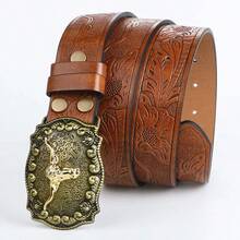 1/2 件男女通用西式腰带，复古百搭牛仔裤装饰皮带 - 多色 - 查看 7