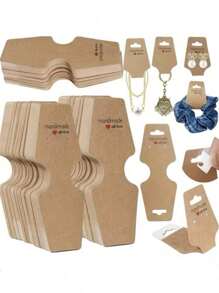 100Pcs Fitted Bracelet Display Card Solid Necklace Clip Card Small Business Jewelry Key Chain Earrings Headband Jewelry Ornament Display Cards