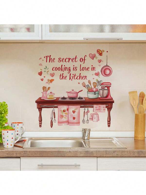 Kitchen Stickers/Decorative Stickers English Kitchen Kitchenware Butterfly Flower Rack Stickers Waterproof And Dustproof Stickers, 1 Piece Pvc Material Removable Wear-Resistant Stickers, Wall Stickers 23.62*11.81 Inches, Suitable For Kitchen Decoration, Wall Decoration, Restaurant Decoration, Interesting Birthday Gifts, Graduation Gifts, Make Your Home A New Look