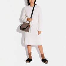 Coach Willow 24 Women's Leather Shoulder Crossbody Bag Handbag Purse Bucket Bag for Women with Twist-lock Closure and Adjustable Detachable Straps