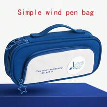 大容量铅笔盒，适合女孩，全新设计，高品质文具收纳袋，适合学校用品，学校用品 - 藍色 - 查看 2