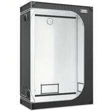 KOMHTOM Growzelt, hochreflektierendes 2000D Mylar-Gewächszelt für Hydrokulturen mit Sichtfenster, Werkzeugtasche und Bodenwanne, Indoor-Growzelt für Hydrokultur und Indoor-Pflanzenzucht, 122 x 61 x 183 cm, Schwarz
