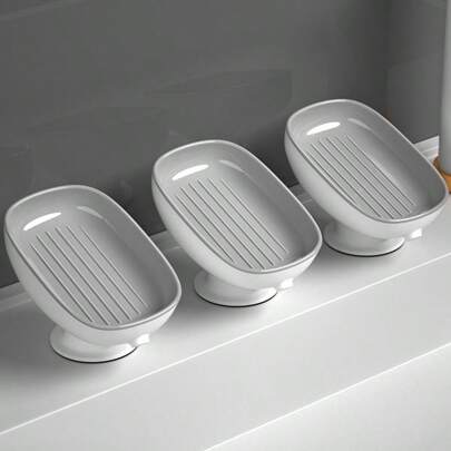 1 Piece, Light Luxury Soap Drain Storage Box, Strong Suction Cup For Stability And Durability, Convenient Double-Layer Drain Design, Detachable, Suitable For Daily Storage Of Soap