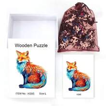 Rompecabezas de madera con forma irregular del animal zorro misterioso, regalo de cumpleaños, decoración del hogar, regalo único personalizado, interacción familiar, juego de alta dificultad