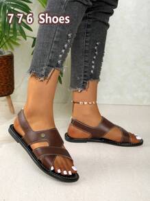 Women New Arrival Toe Post Sandals, Flat Sandals, Solid Color Sandals, Earth Brown Sandals, Lace-Up Sandals, Outdoor Beach Sandals With Minimalist Natural Style, White Sandals, Neutral Color Sandals, Bohemian Style, Sequin, Elegant Women Sandals