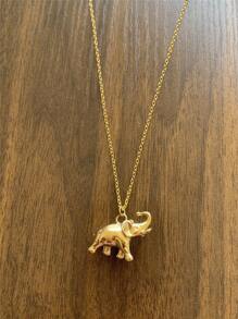 Fashionable Exaggerated Stainless Steel Elephant Pendant Necklace
