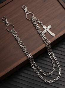 1 Stück Vintage-Stil vielseitiger Doppelschicht-Kreuzkettenarmband für Jeans, geeignet für den täglichen Gebrauch von Herren, Accessoire-Geschenk