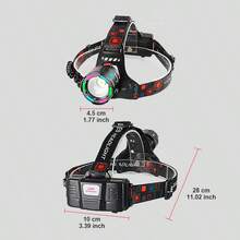 1pc Rechargeable LED Headlamp, Super Bright High Lumens, 4 Lighting Modes, Adjustable Zoom, 3000m Long Beam Distance Headlight Flashlight, Suitable For Camping, Fishing, Hiking, Cycling, Hunting, Emergency, Work And More Outdoor Activities - Black - View 3