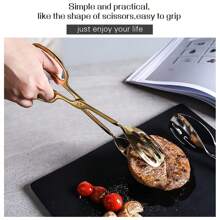 2 Pieces Buffet Salad Tongs For Kitchen Serving Cooking Stainless Steel Food Scissor Tongs Catering Utensil For Bread Cake Bake Steak Barbecue Gold