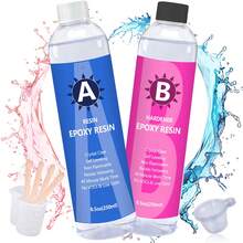 环氧树脂晶莹剔透：34OZ/17OZ/6.8OZ 环氧树脂套件快速固化耐热用于铸造涂层艺术 DIY 工艺珠宝木质桌面花卉保存 - 2 部分（树脂和硬化剂） - 多重規格 - 查看 10