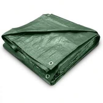 Green Tarpaulin Sheet Heavy Duty Waterproof Tarp Cover - Weatherproof, UV Resistant, Outdoor Protection For Camping, Garden, Construction Reinforced Eyelets