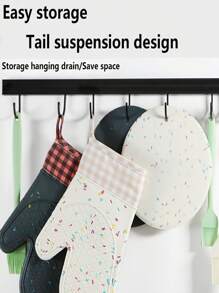 2 Packs Silicone Oven Gloves, Thickened Heat-Resistant And Anti-Scald, Easy Storage With Tail Hanging Design, Silicone Non-Slip, Heat Insulation And Resistance, Easy To Grab From Oven, Microwave, And Steamer, No Deformation And Easy To Clean