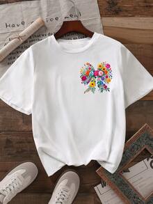 女士休闲短袖圆领 T 恤 - 白色 - 查看 2