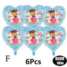 Paw Patrol Offiziell genehmigter 6er-Pack PAW Patrol Brave Adventure Suche und Rettung Hunde Thema Geburtstags Party Deko Ballon Set, 18 Zoll süßer Stadt Rettungshund Muster runder Aluminiumfolie Ballon Set, verschiedene Styles wählbar, Geburtstagsparty Wanddekoration, perfekt für Geburtstag Zeremonien Partywand Deko, Ballon Kombinations Dekorations Zubehör