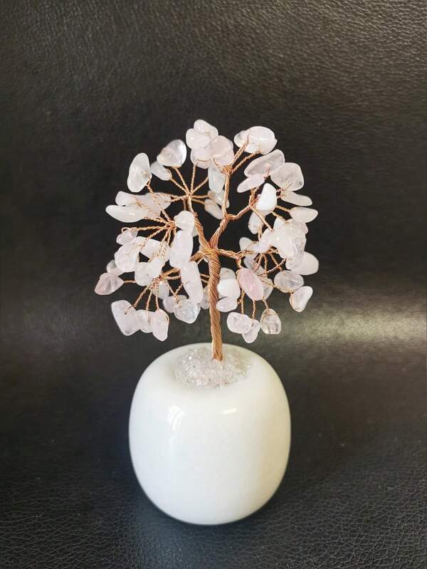 Mini Pink Crystal Tree Ornament With Ceramic Base, Christmas Table & Home Decor Gift, Ideal For Kitchen, Room, Party, Desk Decoration, Festive Craft And Xmas Present