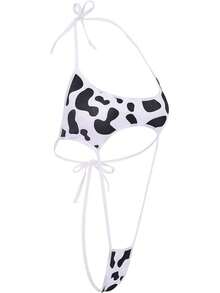 Women Sexy Milk Cow Lingerie Set Anime Maid Cosplay Costume Mini Bikini Bra Bodysuit With Bell Choker Stockings Outfit - Milk Bikini Set - View 4