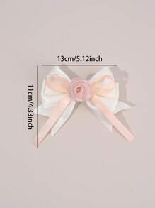 1 pieza Broche de pelo con lazo blanco, rosa y verde para niñas, accesorios de pelo con flor de tela, accesorios de pelo de terciopelo para uso diario de niñas
