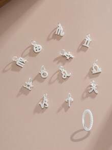 1 件 925 纯银 12 星座肚脐环十二星座肚脐穿孔首饰 CZ 肚脐环女士身体首饰 - 星座肚臍釘 - 查看 5