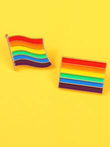 2pcs Rainbow Flag Brooches, Suitable For Holiday Wear - Multicolor - View 3