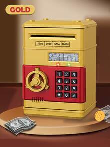 Electric Piggy Bank Auto Money Coin Saver With Light & Sound, Creative Password Unlocking Gift, Partial Accessories Included (Excluding Regular Batteries)