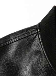 Kurtka męska ze skóry PU w dużym rozmiarze, modna, z kołnierzem bejsbolowym, z kieszeniami, w dużym rozmiarze, odpowiednia na wiosnę i jesień, idealna na co dzień